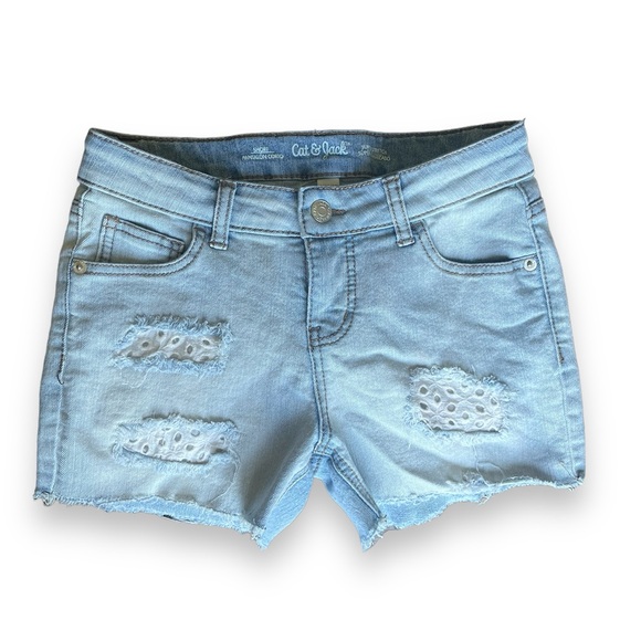 Cat & Jack Other - Cat & Jack Eyelet Detail Stretch Jean Shorts 10-12